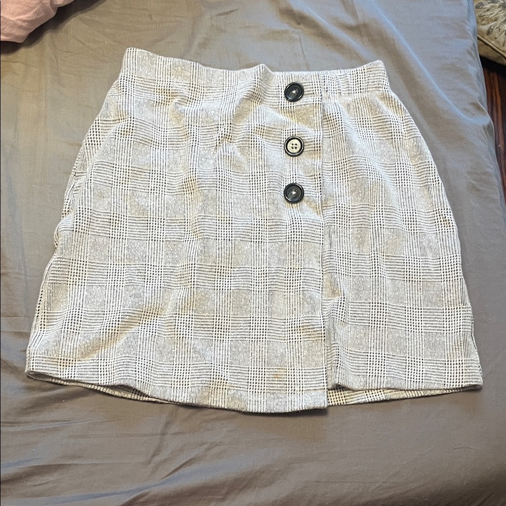Elegant Plaid Mini Skirt with Button Accents